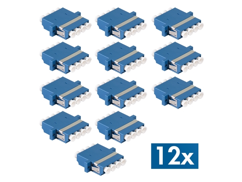 Logilink Fiber Adapter Lc Quad, 12 Pieces, With Flange, Blue (Os2)
