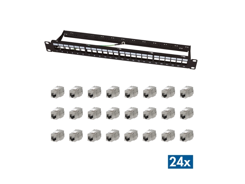 Logilink Modular 24-Port Cat.6A Keystone Patch Panel, 1U, 19" Rackmount, Econline