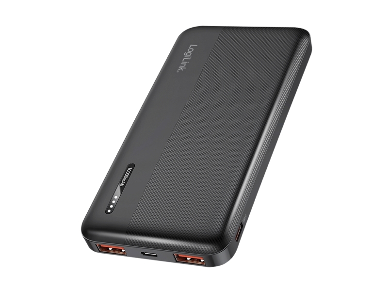 Logilink Powerbank 10.000 Mah, 2X Usb-A, 2X Usb-C, Sort (Pa0372)