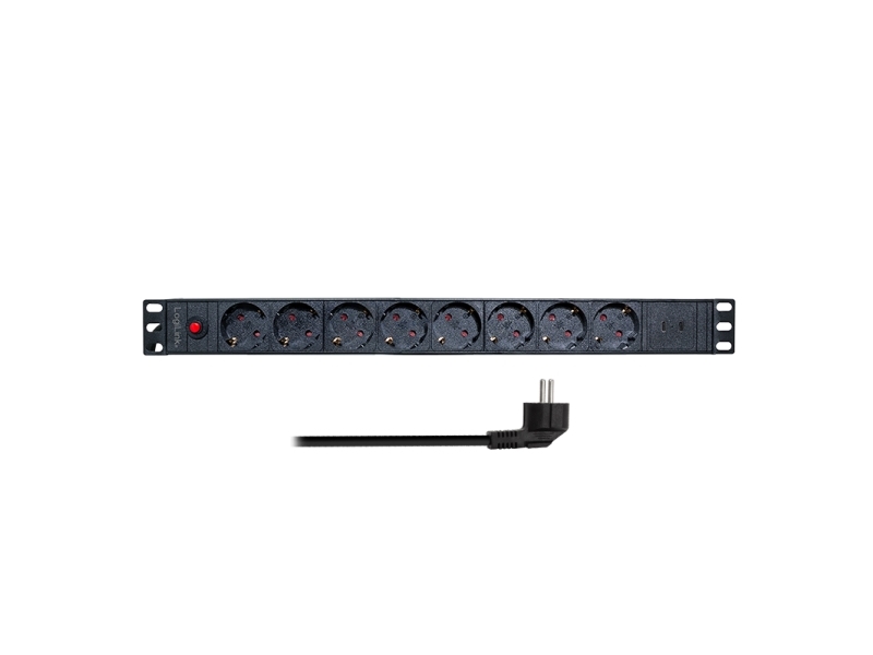 Logilink 19" Steckdosenleiste 8-Fach, Überspannungsschutz - Für Den Markt: D / Nl / A / L - 1 Stück (Pdu8c06)