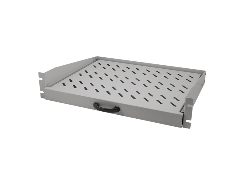 Logilink 19" Fachboden Mit Griff, 2 He, Ausziehbar,Lichtgrau (T)350 Mm, Material: Stahl (1,1 Mm), 2-Punkt Befestigung - 1 Stück (Sf2c50g)