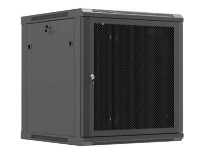 Lanberg Wf01 Series - Rack Kabinet - 600X600, Flad Pakke, Med Perforeret Dør - Vægmonterbar - Sort, Ral 9004 - 12U - 19"