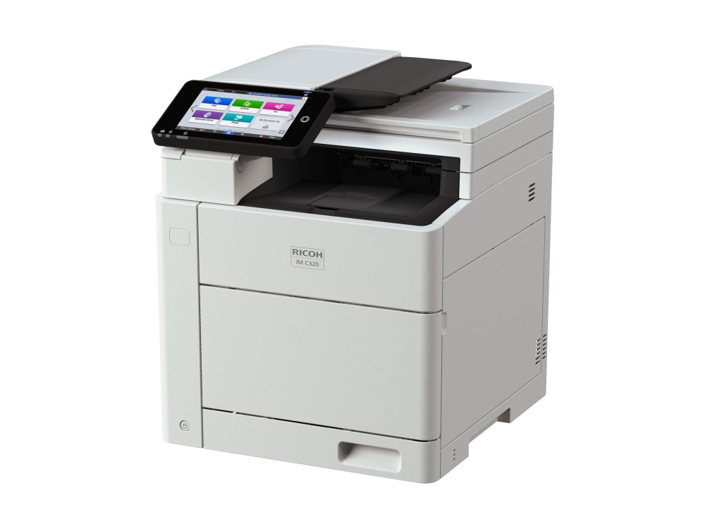 Ricoh IM C320F - Multifunktionsprinter - farve - laser - A4 (210 x 297 mm) (original) - A4 (medie) - op til 32 spm (kopiering) - op til 32 spm (udskriver) - 300 ark - 33.6 Kbps - USB vært, USB, Gigabit LAN, Wi-Fi(ac)