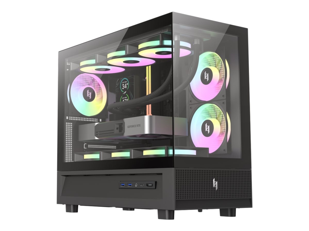Gamemax Infinity Nex C31 Bk - Matx-Kasse - Micro Atx - Sidepanel Med Vindue (Hærdet Glas) - Ingen Strømforsyning (Atx) - Sort - Usb/Audio/Mic