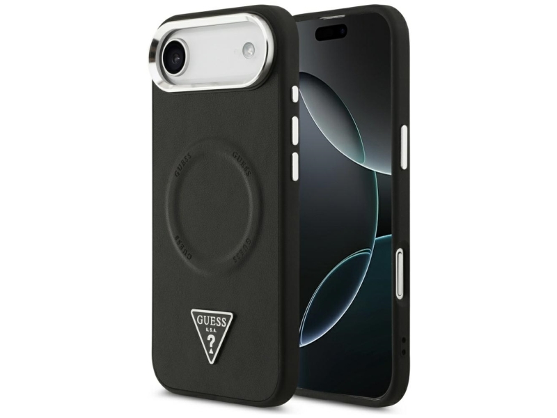 Guess Pu Leder Dreieck Logo Magsafe Dėklas Skirtas Apple Iphone Air Juodos Spalvos