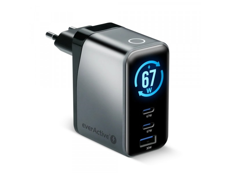 Gan-Netzladegerät 1× Usb, 2× Usb-C Quick Charge 4+ 67 W Schwarz