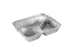 Alu-Backschale 990 Ml 227X177x39 Mm 3 Fächer Rechteckig Silber, 550 Stk./Krt