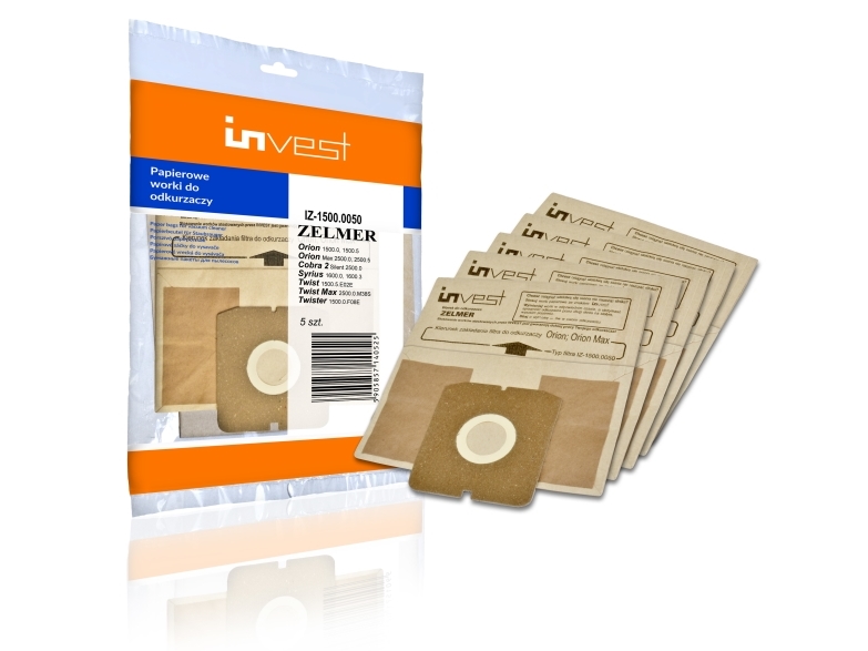 Invest Iz-1500.0055, Staubbeutel, Beige, Papier, Jede Marke, Fakir 1800, 2100, Prestige 1800, Prestige 2100 Hanseatic 288.951, Design Line Typ 1500,