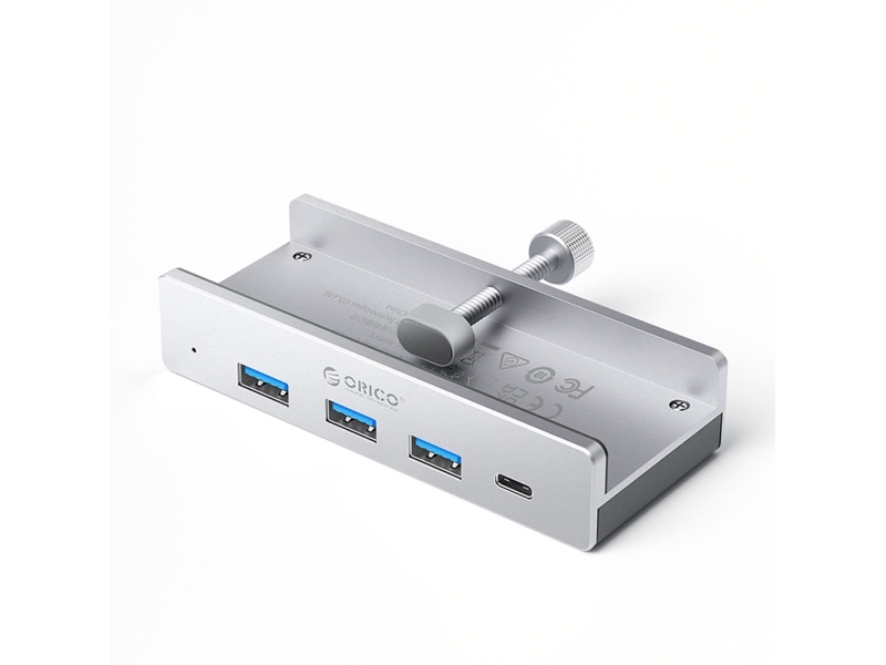Orico Usb-Hub Klemmbefestigt Eingang: Usb-C / Ausgang: 3X Usb-A 3.0 + 1X Usb-C 3.0 - Silber