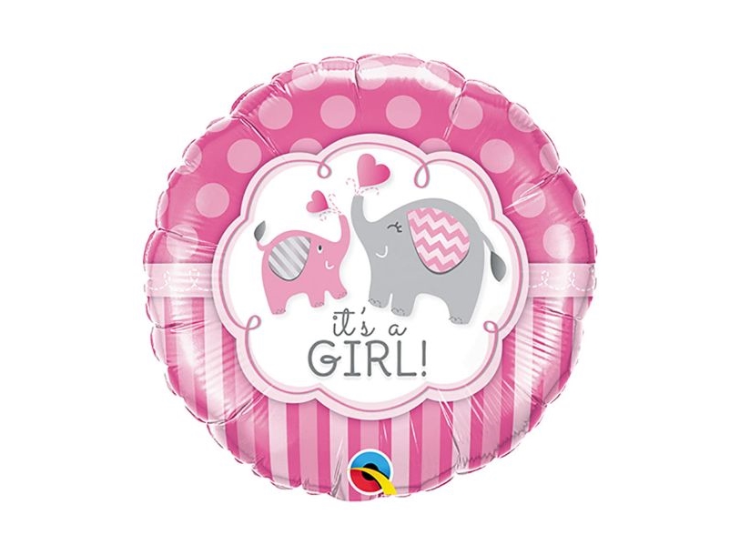 It’S A Girl Folienballon Mit Elefant, 46 Cm