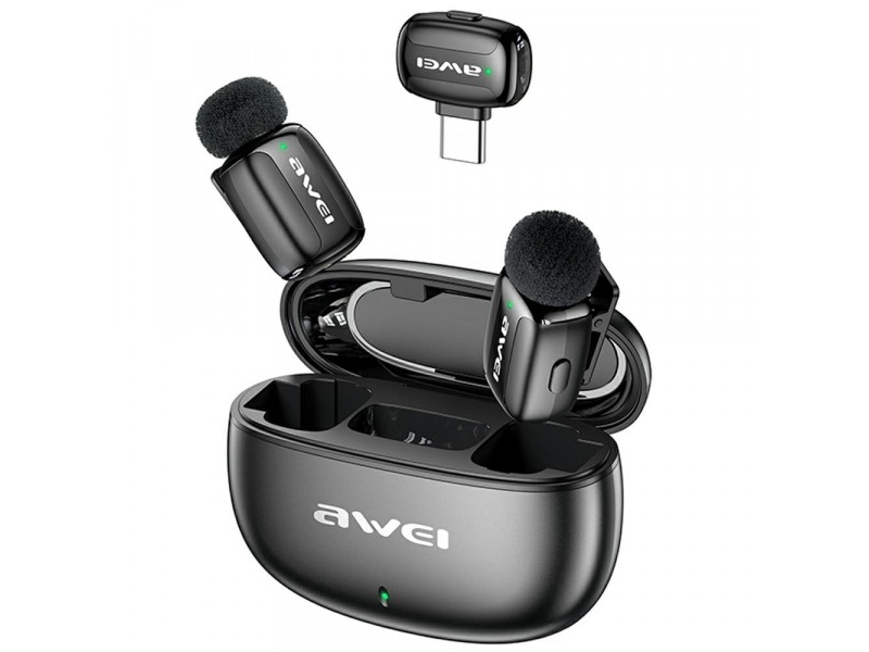 Kabelloses Ansteckmikrofon Awei Mk5 Duo Ai-Voice Schwarz