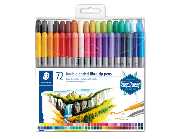 Staedtler duo-färgmarkörer 72 st. assorterade - (4 st.) | Skrivredskap - Fiberpennor & Fineliner - Fiberpennor | GameStuff