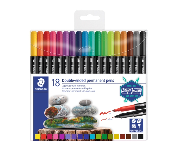 Staedtler duo perm. 18 st ass. - (6 st) | Skrivredskap - Fiberpennor & Fineliner - Fiberpennor | GameStuff