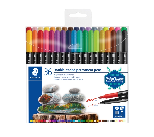 Staedtler duo permanent 36 st. ass. - (6 st.) | Skrivredskap - Fiberpennor & Fineliner - Fiberpennor | GameStuff