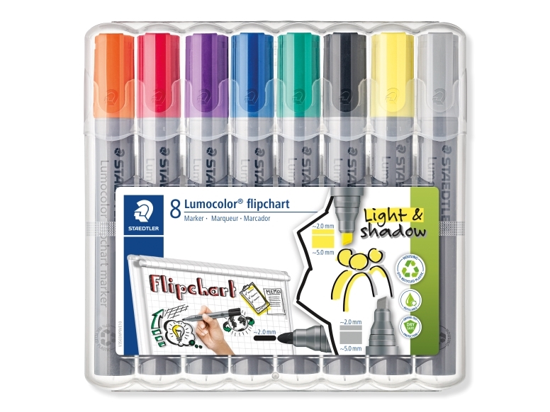 Lumocolor flip c-marker 8/förp. - (5 st.) | Skrivredskap - Märkpennor - Flipover marker | GameStuff
