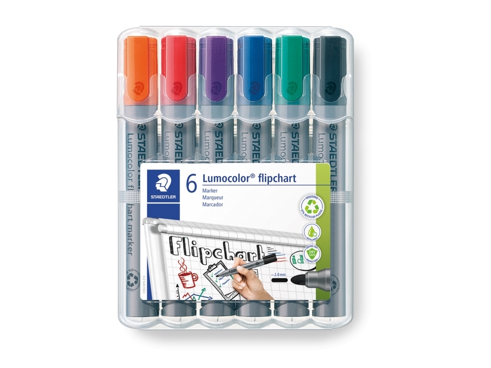 Lumocolor flip c-marker 6-ass. i box (5 st.) | Skrivredskap - Märkpennor - Flipover marker | GameStuff