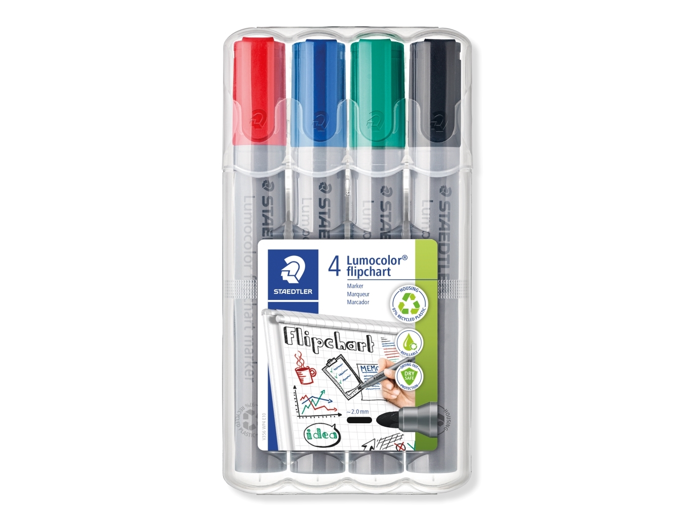 Lumocolor flip c-marker 4 st./box - (5 st.) | Skrivredskap - Märkpennor - Flipover marker | GameStuff