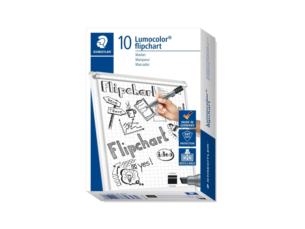 Lumocolor flip c-marker 2-5 mm svart - (10 st.) | Skrivredskap - Märkpennor - Flipover marker | GameStuff