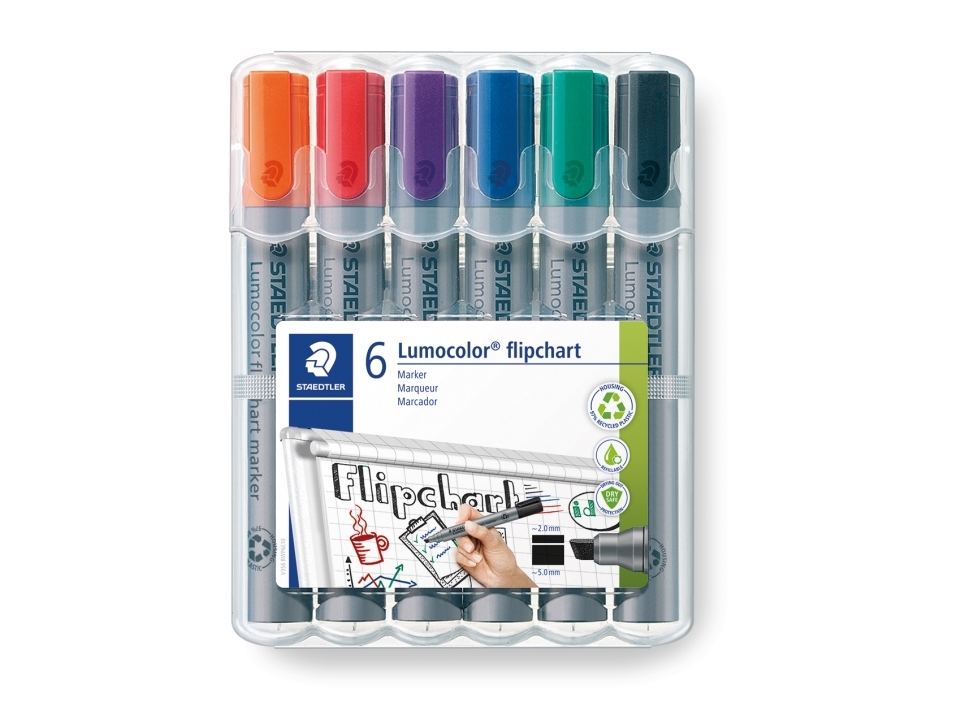 Lumocolor flip C-marker 6 ass./förp. - (5 st.) | Skrivredskap - Märkpennor - Flipover marker | GameStuff