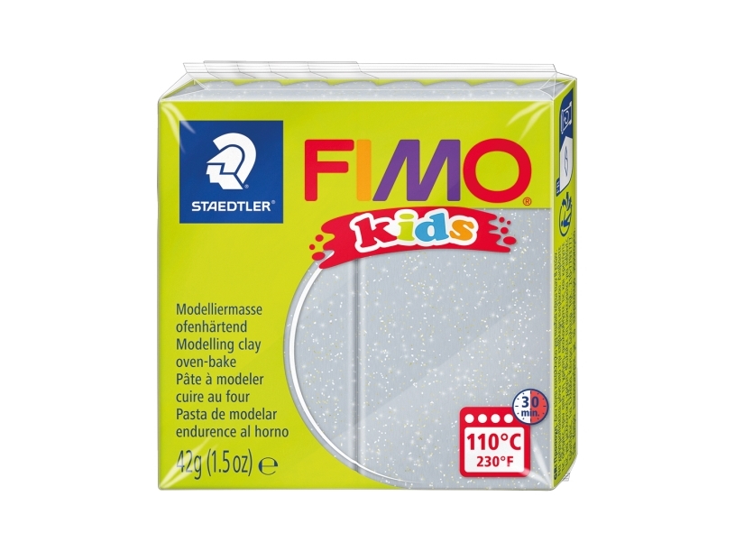 Fimo lasten mallit 42 gr hopea glitter - (8 kpl)