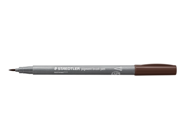 Brush pigment pen mørk brun - (10 stk.)