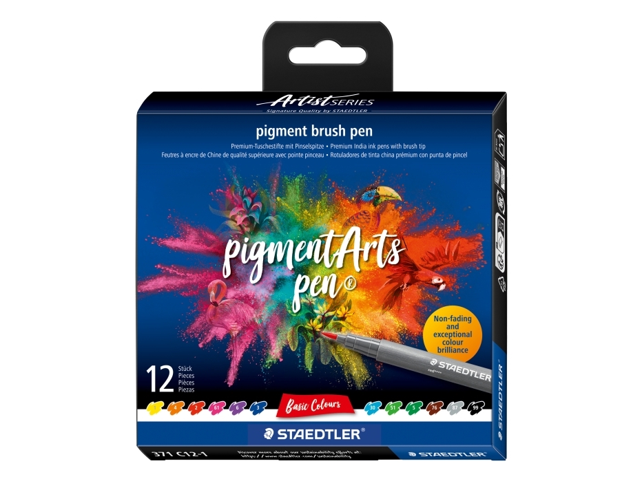 Penselpennor Brush pen pigment basic 12 st/ass. - (10 st.)