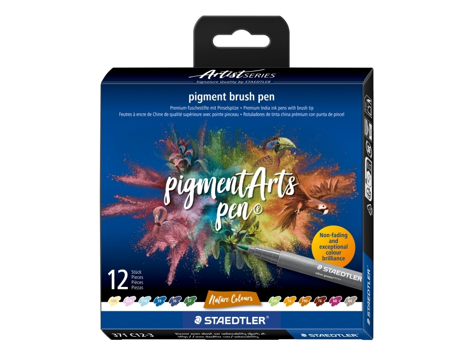 Brush pen pigment natur, 12 st./ass. (10 ass.) | Färg & Tillbehör - Målningsverktyg - Penslar | GameStuff