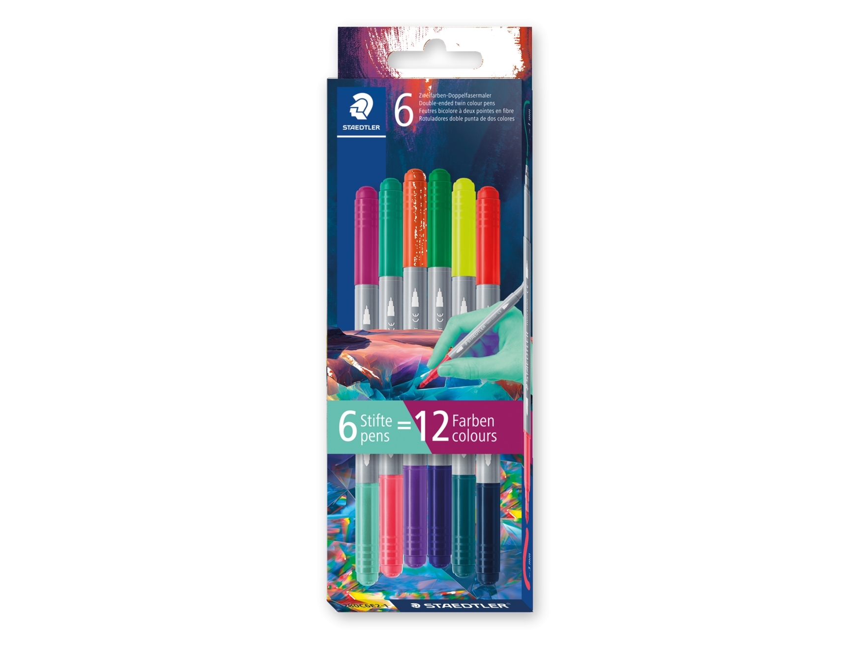 Staedtler 3280, 6 väriä, Valikoidut värit, Kuitu, Pahvilaatikko