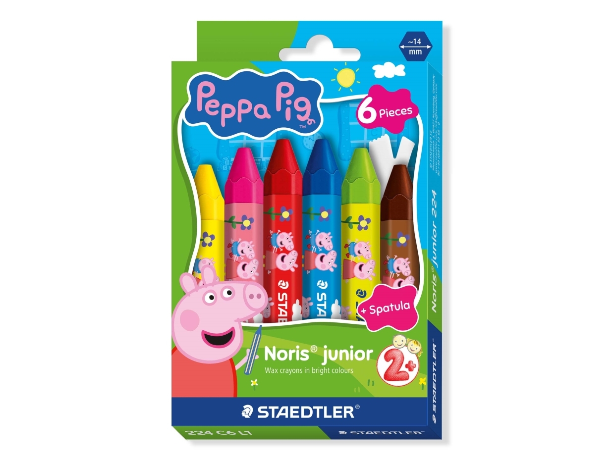 NJ vaxfärg Peppa Pig 6 st/förp. - (6 st.) | Skola & Hobby - Solida färger - Färgkritonger för skolanvändning | GameStuff
