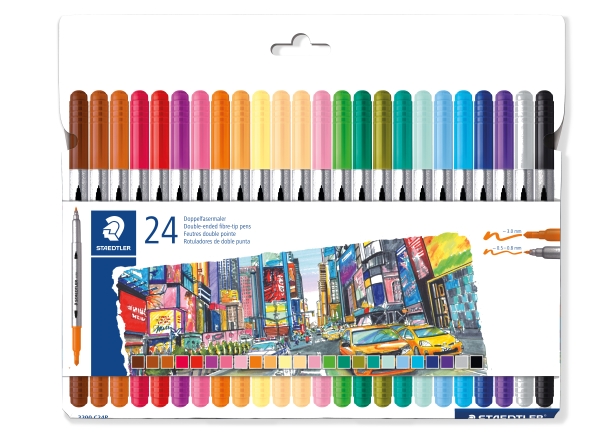 Staedtler dualpens 24 st./ass - (5 st.) | Skrivredskap - Fiberpennor & Fineliner - Fiberpennor | GameStuff
