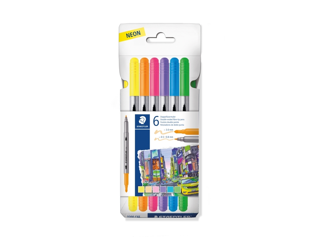 Staedtler duotustpennor 6 st. assort. (10 st.) | Skrivredskap - Fiberpennor & Fineliner - Fiberpennor | GameStuff
