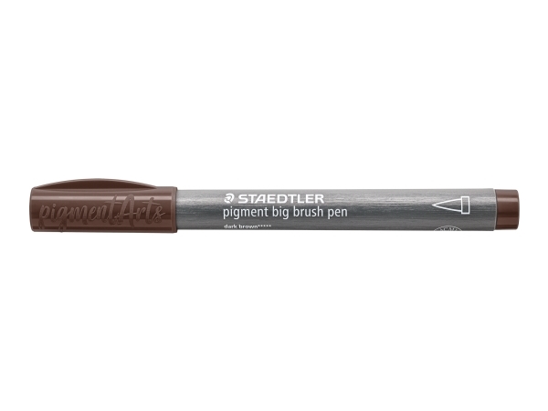 Brush pigment pen stor mørk brun - (10 stk.)