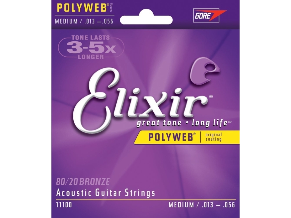 Elixir 11100 Medium 13-56 - akustiske guitarstrenge 80/20 bronze, Polyweb
