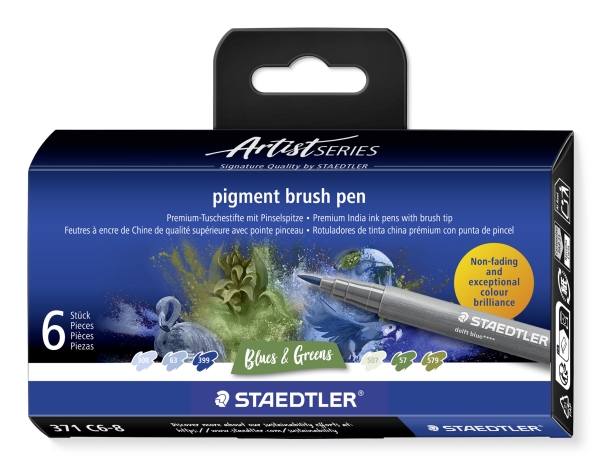 Staedtler 371 C6-8, Hienojakoinen, 6 väriä, Monivärinen, Harjaspää, Pyöreä, Muovi, Polypropeeni (PP)