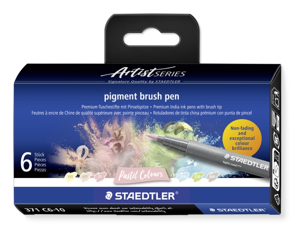 Staedtler 371 C6-10, Hienojakoinen, 6 väriä, Monivärinen, Harjaspää, Pyöreä, Muovi, Polypropeeni (PP)