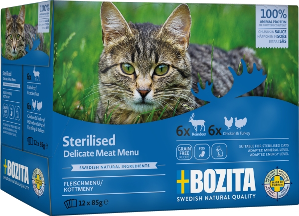 Bozita Bozita Sterylizowane kawałki w sosie z mięsem -mokra karma dla kota Multibox 12 x 85g | Sällskapsdjur - Katt - Kattmat | GameStuff
