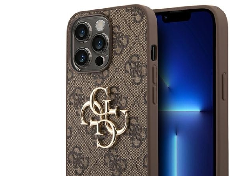 Guess GUHCP14X4GMGBR iPhone 14 Pro Max 6,7 brun hardcase 4G stor metal-logo