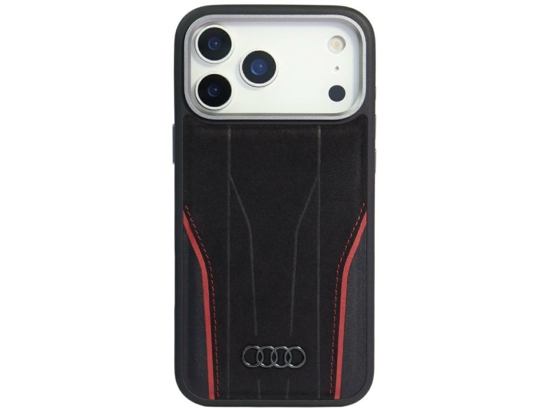 Audi R8 Echtes Leder Magsafe-Case Für Iphone 17 Pro - Schwarz Und Rot