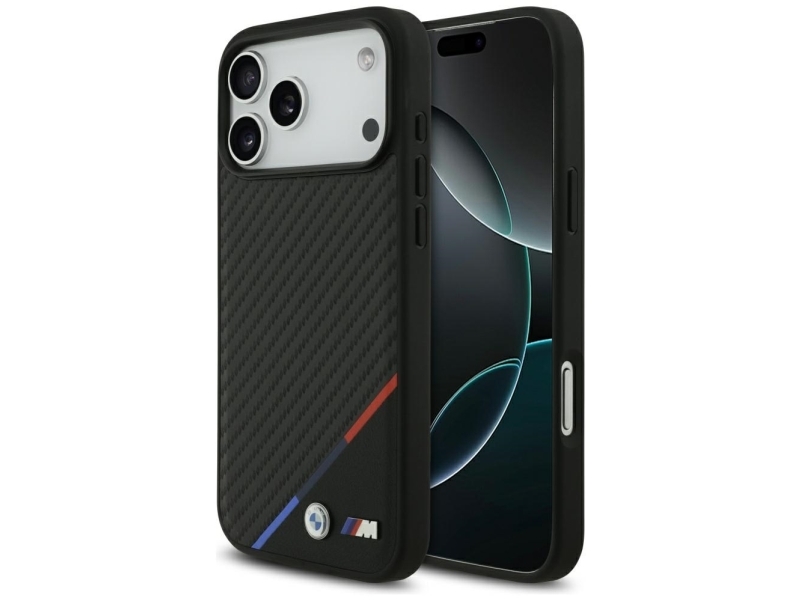 Bmw M Carbon Tricolor Line Magsafe Cover Til Iphone 17 Pro Max - Sort