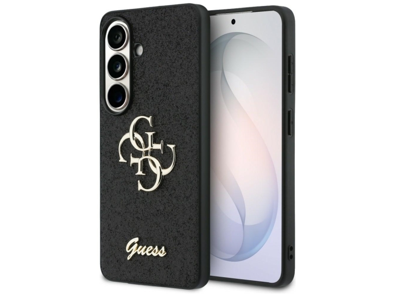 Guess Fixed Glitter Big 4G Metall-Logo Case Für Samsung Galaxy S26 - Schwarz