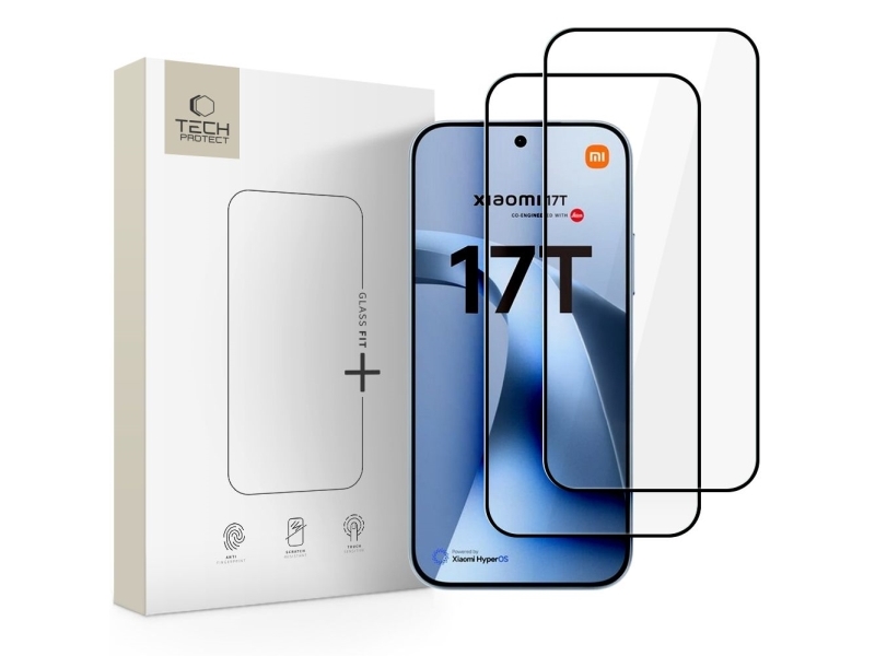 Tech-Protect Glass Fit+ 2-Pack Hærdet Glas Til Xiaomi 17T - Sort
