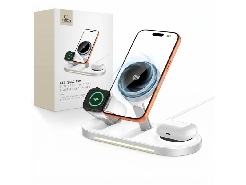 Tech-Protect A51 Magsafe 3-In-1 25W Qi2.2 Wireless Charger - Weiß