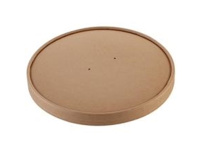Låg Pap Ø185 Mm Pe-Belagt M/Ventilationshul Kraft Brun Til Salatbæger 1300 Ml,6 Ps X 50 Stk/Krt