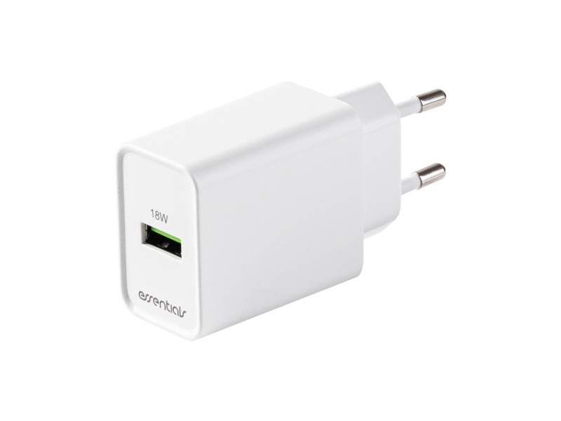 Usb-Vægoplader 18 W Hurtig Opladning, 1X Usb-A, Hvid