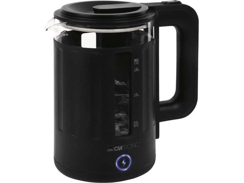 Clatronic Wk 3837 G, 1,7 L, 2200 W, Schwarz, Kunststoff, Wasserstandsanzeige, Drahtlos