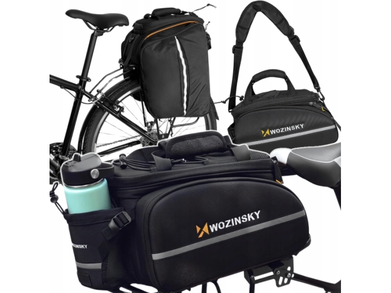 Stort cykelholder-tilbehørstaske 35 l + regncover sort (WBB19BK)