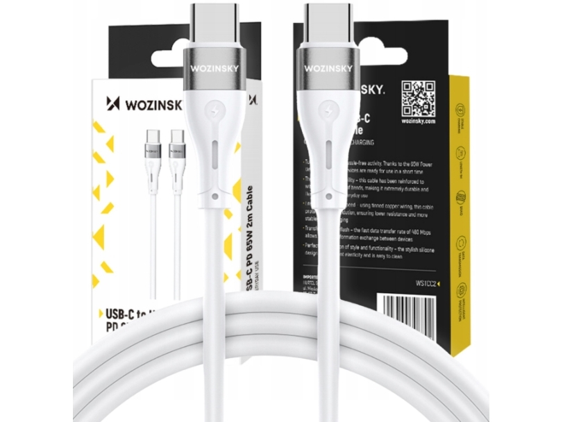 Wozinsky WSTCC2 USB-C / USB-C PD 65W 2 m Cable - White