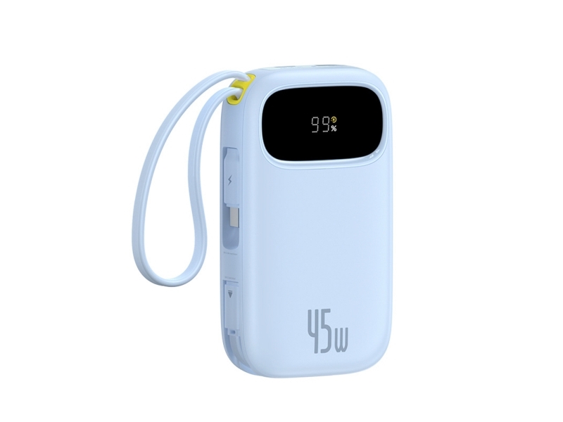 Baseus Enerfill Fc31 20000Mah 45W Powerbank Mit Display Mit Usb-C Und Lightning Kabel - Blau