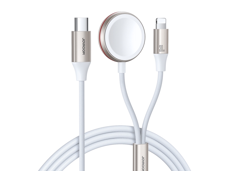 Joyroom kabel 2-i-1 S-IW011 USB-C / Lightning til Apple Watch 1,5 m hvid
