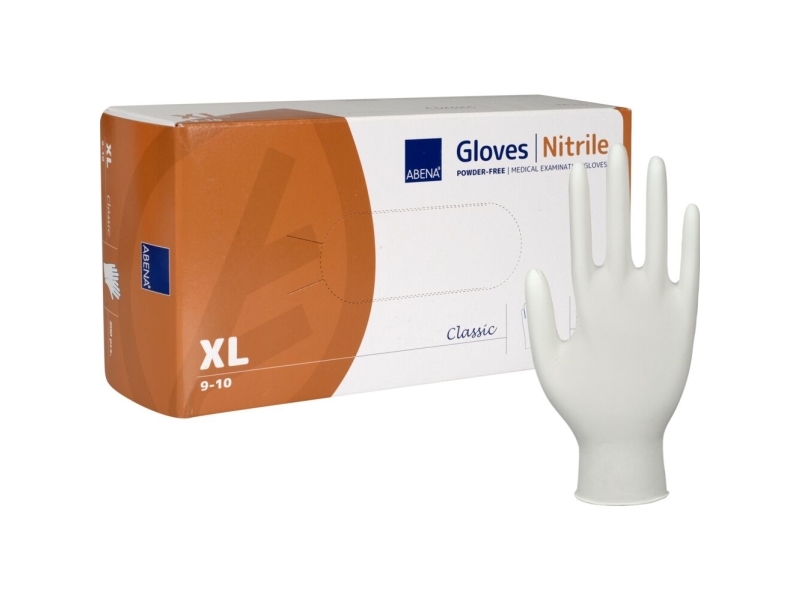 Tutkimuskäsine, ABENA Classic, XL, valkoinen, nitriili